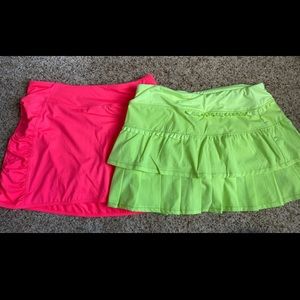 Highlighter yellow & pink skirt bundle. Like new. Size medium